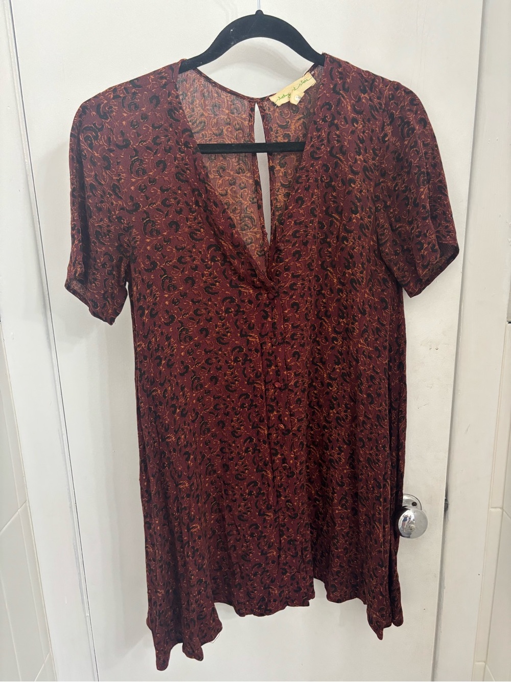 Staring at Stars Burgundy Paisley Asymmetrical Mini Dress